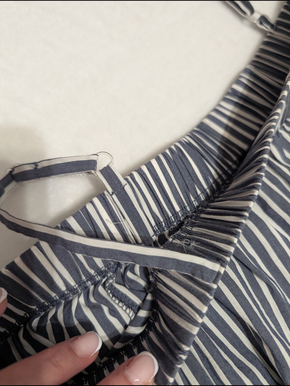 by & by Navy and White Striped Off-Shoulder Blouse Babydoll - Picture 4 of 7